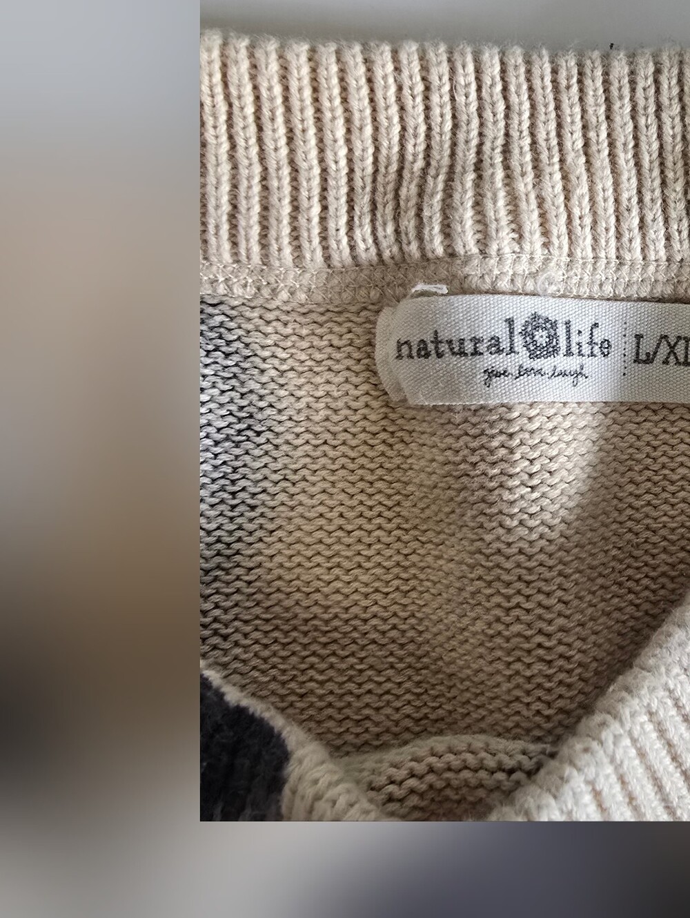 NATURAL LIFE Black & Cream Oversized Sweater - Picture 3 of 9